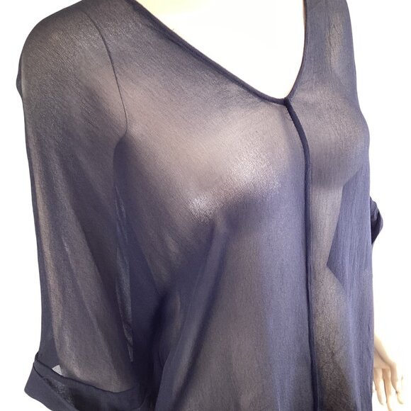 Witchery Womens Top Size 10 Sheer Black V-Neck‎ Blouse 3/4 Sleeve Lightweight - Picture 4 of 6